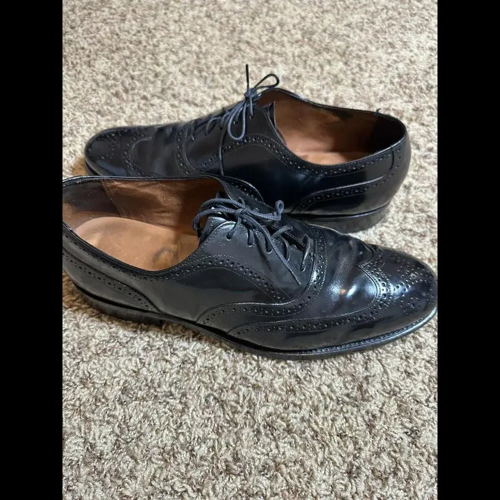 Stafford Comfort Plus Wing Tip Shoes Mens Black Leather Size 13‎